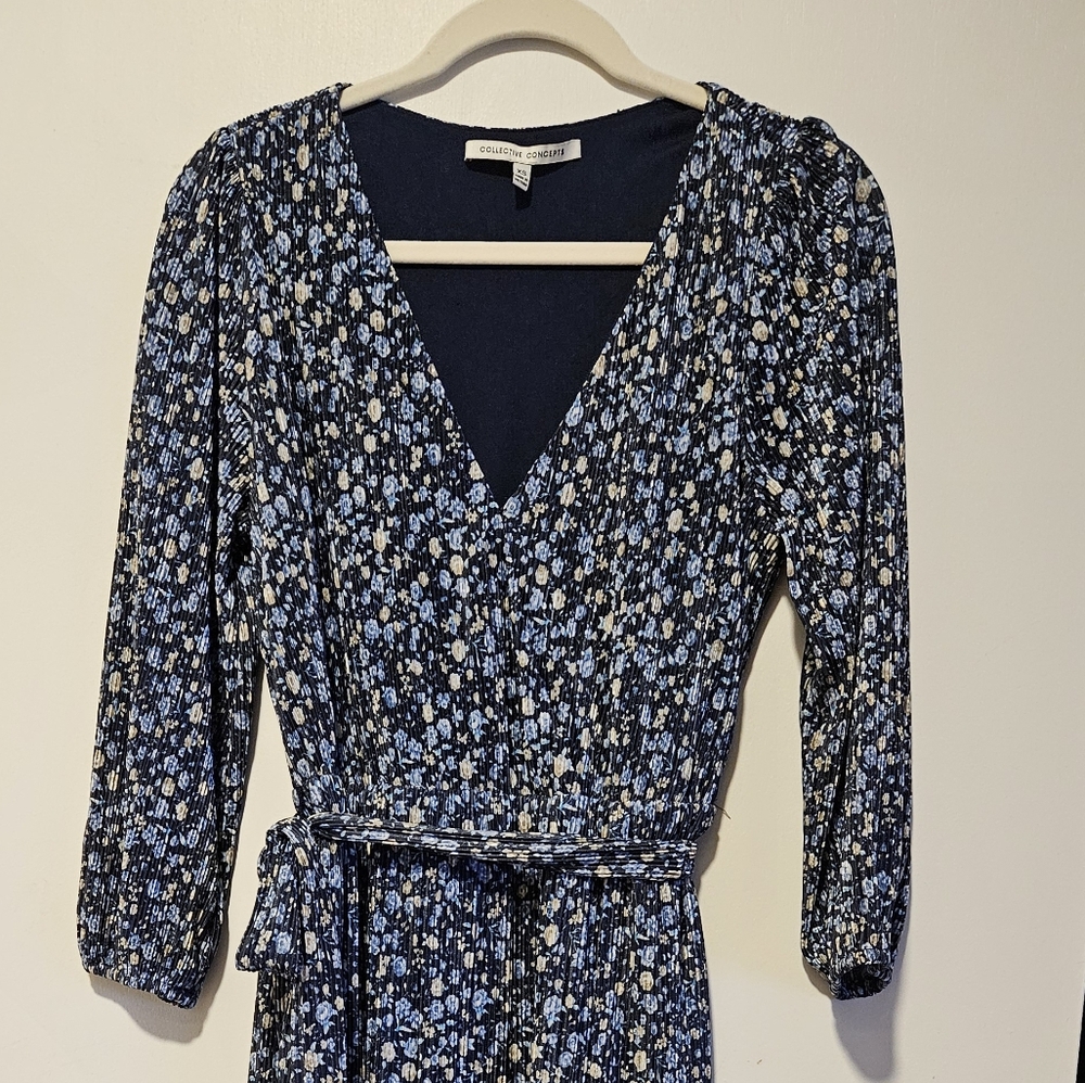 Blue Floral Midi Dress